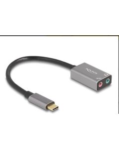 Delock Externí zvuková karta USB Type-C™ s audio adaptérem Plug & Play, 2 x 3,5 mm stereo jack