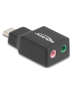 Delock Externí USB Type-C™ zvuková karta se zvukovým adaptérem Plug & Play se 2 x stereofonními konektory 3,5 mm pro PC,