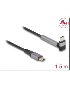Delock Kabel USB 2.0 ze zástrčky USB Type-C™ na zástrčku, pravoúhlý, s funkcí stojanu, PD 3.0, 60 W, 1,5 m