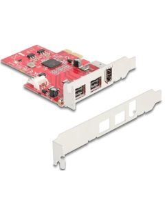 Delock PCI Express x1 Karta na 2 x externí FireWire B + 1 x externí FireWire A - Low Profile