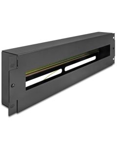 Delock 19” Jističová lišta s krytem a DIN lištou, 3U, černá šedá