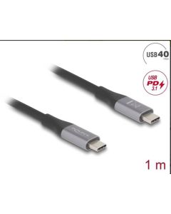 Delock USB 40 Gbps kabel USB Type-C™ samec na samec PD 3.1 240 W E-Marker 1 m šedá kovová