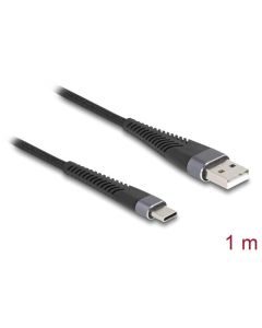 Delock Kabel USB 2.0 ze zástrčky USB Typ-A na zástrčku USB Type-C™, s prodlouženou ochranou proti ohybu, 1 m