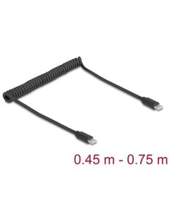 Delock Kroucený kabel USB 2.0 Type-C™ ze zástrčky na zástrčku 0,45 až 0,75 m, černý
