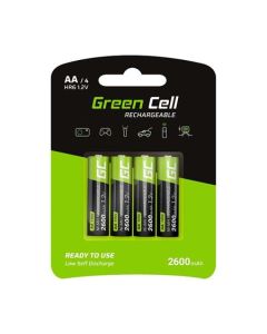 Green Cell Rechargeable Batteries 4x AA R6 2600mAh
