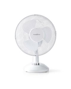 Nedis FNTB10CWT30 - Stolní Ventilátor | Síťové napájení | Průměr: 300 mm | 35 W | Rotace | 3-Rychlostní | Bílá