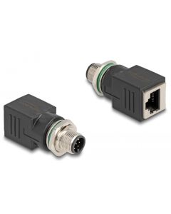 Delock M12 adaptér, ze čtyřpinové A-kódované zástrčky na konektor RJ45 přímý