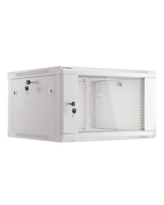 LANBERG 19" RACKOVÁ SKŘÍŇ PRO MONTÁŽ NA STĚNU 6U/600X600 (v rozloženém stavu) S PROSKLENÝMI DVEŘMI ŠEDÁ  V2