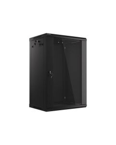 LANBERG 19" RACKOVÁ SKŘÍŇ PRO MONTÁŽ NA STĚNU 18U/600X450 (v rozloženém stavu) S PROSKLENÝMI DVEŘMI ČERNÁ  V2