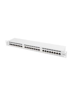 LANBERG PATCH PANEL 24 PORTŮ 1U 19" CAT.6 FTP STÍNĚNÝ ŠEDÝ 