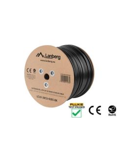 LANBERG LAN KABEL CAT.5E UTP 305M PEVNÝ VENKOVNÍ KABEL S GELOVOU VÝPLNÍ CU ČERNÝ FLUKE PASS 