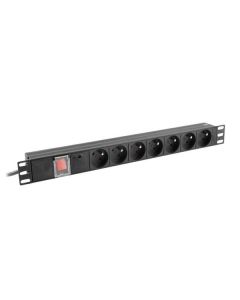LANBERG NAPÁJECÍ DISTRIBUČNÍ JEDNOTKA (PDU) 19"  1U 10A 2M 7X FRANCOUZSKÉ ZÁSUVKY ČERNÁ C14