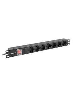 LANBERG NAPÁJECÍ DISTRIBUČNÍ JEDNOTKA (PDU) 19"  1U 16A 2M 7X SCHUKO ZÁSUVKY ČERNÁ