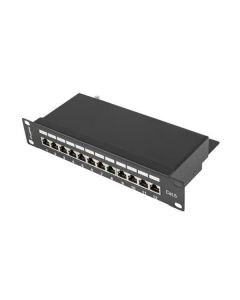 LANBERG PATCH PANEL 12PORT 1U 10" CAT.6 FTP STÍNĚNÝ ČERNÝ 