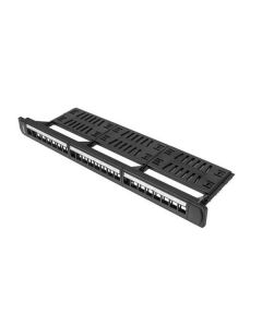 LANBERG 24PORTOVÝ PATCH PANEL 1U S ORGANIZÉREM PRO KEYSTONE MODULY ČERNÝ 