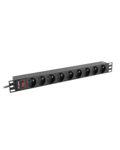 LANBERG NAPÁJECÍ DISTRIBUČNÍ JEDNOTKA (PDU) 19"  1U 16A 3M 9X FRANCOUZSKÉ ZÁSUVKY ČERNÁ