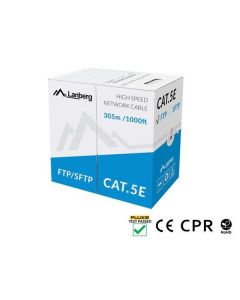 LANBERG LAN KABEL CAT.5E FTP 305M PEVNÝ CU ŠEDÝ CPR + FLUKE PASSED 