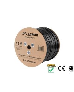 LANBERG LAN KABEL CAT.5E UTP 305M PEVNÝ VENKOVNÍ CU ČERNÝ FLUKE PASS 