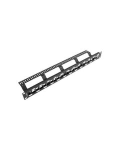 LANBERG PATCH PANEL BLANK 24 PORTŮ 1U STAGGERED S ORGANIZÉREM PRO MODULY KEYSTONE BLACK 
