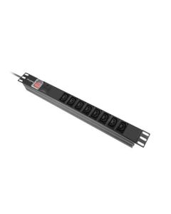 LANBERG 19" 1U 16A 2M 8X ZÁSUVKY IEC C13 ČERNÁ C20
