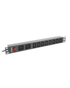 LANBERG 19"  1U 16A 2M 2X C19 8X IEC C13 ZÁSUVKY ČERNÁ C20