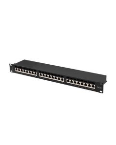 LANBERG PATCH PANEL 24 PORTŮ 1U 19" CAT.6A FTP STÍNĚNÝ ČERNÝ 