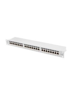 LANBERG PATCH PANEL 24 PORTŮ 1U 19" CAT.6A FTP STÍNĚNÝ ŠEDÝ 