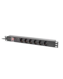 LANBERG NAPÁJECÍ DISTRIBUČNÍ JEDNOTKA (PDU) 19"  1U 16A 2M 6X SCHUKO ZÁSUVKY ČERNÁ