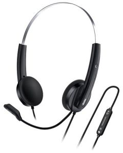Genius HS-220U AI, Headset, náhlavní, drátový, s mikrofonem, ovládání hlasitosti,Copilot, 1× USB-C, černo-stříbrná