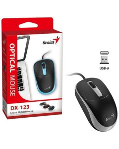 Genius DX-123 Myš, drátová, optická, 1200DPI, 3 tlačítka, USB, černo-šedá
