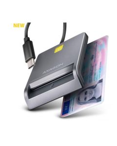 AXAGON CRE-SM3TC, USB-C FlatReader čtečka kontaktních karet Smart card (eObčanka), kabel 1.2m
