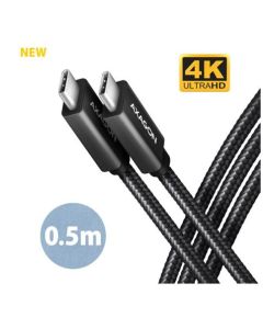 AXAGON BUCM32-CM05AB, SPEED+ kabel USB-C <-> USB-C, 0.5m, USB 20Gbps, PD 100W 5A, 4K HD, ALU, oplet, černý