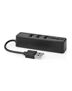Nedis CCGB60250BK01 - USB hub | 1x USB-A | 3x USB A Zásuvka | 5 Portů port(s) | USB 2.0 | Napájení z USB | SD & MicroSD