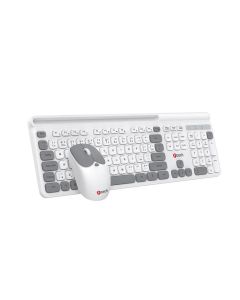 C-TECH WLKMC-05W Quallis, bezdrátový set klávesnice s myší,odkládací prostor,USB, CZ/SK,bílá
