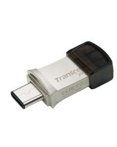 Transcend 256GB JetFlash 890, USB-C/USB 3.1 duální flash disk, malé rozměry, stříbrný kov, odolá prachu i vodě