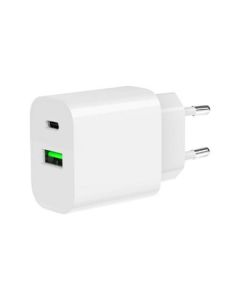 Gembird Síťová nabíječka 20W, USB-A, USB-C, bílá