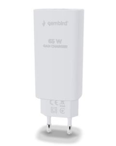GEMBIRD, Nabíječka USB, 1x USB + 1x USB-C port PD, 65W, černá