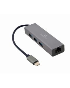 Gembird Gigabitový síťový adaptér USB-C s 3portovým rozbočovačem USB 3.1