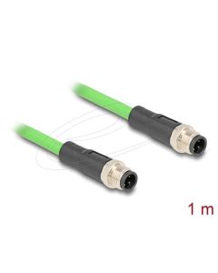 Delock Kabel M12, D-kódovaný, 4 pin, ze zástrčkového na zástrčkového konektor, PUR (TPU), 1 m