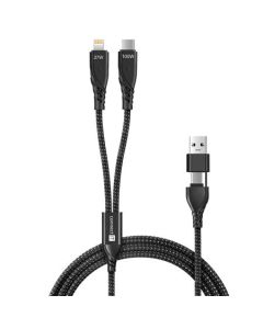 CONNECT IT Wirez 4in1 1x USB-C, 1x Lightning, 1,25 m, ČERNÝ