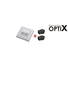 OPTIX UTP zásuvka OPTIX cat6, 2 keystony pod omítku, černý