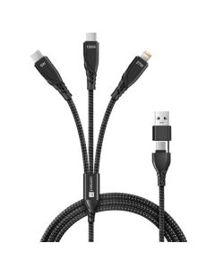 CONNECT IT Wirez 6in1 2x USB-C, 1x Lightning, 1,25 m, ČERNÝ