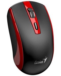 Genius ECO-8150 Myš, bezdrátová, optická, 1200DPI, 4 tlačítka, Copilot, 2,4GHz, USB-A dongle, USB-C nabíjení, černo-červená