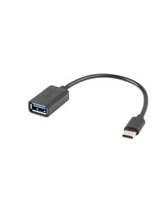 LANBERG USB-C(M) 2.0->USB-A(F) ADAPTER CABLE 15CM OTG BLACK 