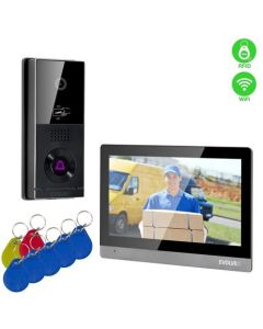 EVOLVEO DoorPhone AHD10, Sada domácího WiFi videotelefonu s ovládáním dveří a RFID, černo stříbrný 10" monitor, 32GB