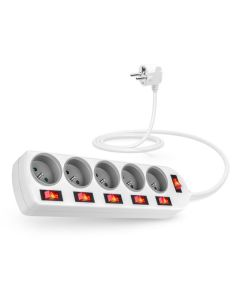 CONNECT IT prodlužovací kabel , 5 zásuvek, 2 m, s vypínači (bílá)