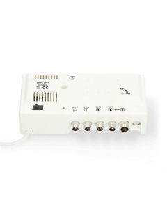 Nedis SAMP42244WT - Anténní zesilovač CATV | Zesílení: 20 dB | 47 - 694 MHz| Počet výstupů: 4 | Ovládání zesílení | Bílá