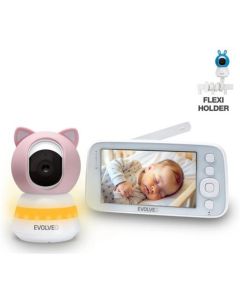 EVOLVEO Baby Monitor N5 - Set videochůvičky s 360° dohledem, obousměrnou komunikací a ukolébavkami, růžová