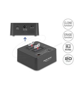 Delock USB 20 Gbps Dokovací stanice M.2 pro 2 x SSD M.2 NVMe PCIe s funkcemi klonování a mazání