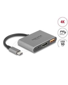 Delock Adaptér USB Type-C na HDMI 4K 30 Hz s USB Type-A a USB Type-C PD 2.0 90 W